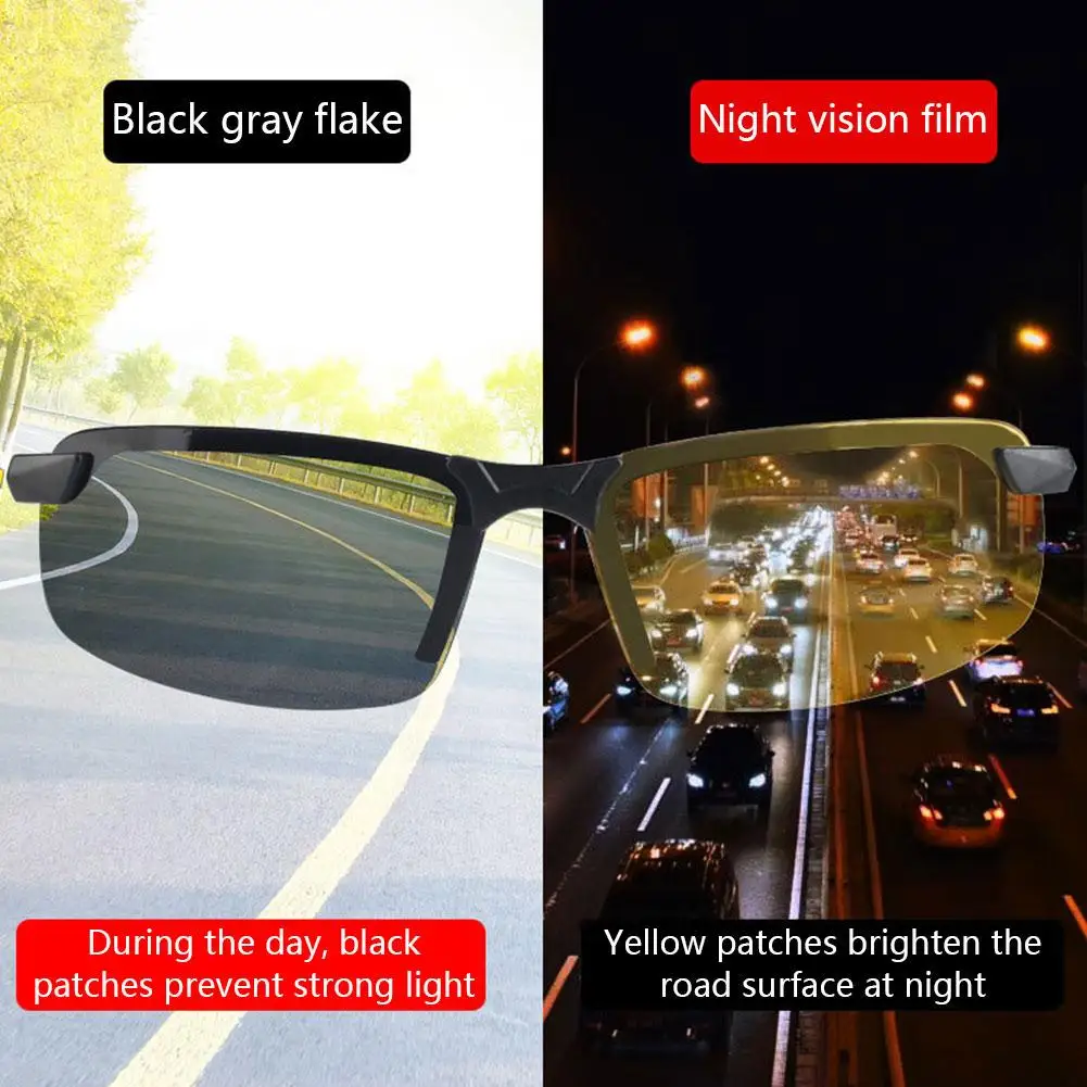 2x Anti-UV Night Vision Sunglasses Day Night Driving Glasses Sunglasses Men Fashion Outside Adult Eyewear Driver Driving Glasses