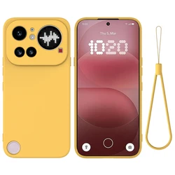 Premium Liquid Silicone Case with Flocked Interior and Strap Lanyard - ELVEV Collection for Nothing Phone (4a) Pro (Yellow)