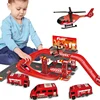 Kid Rail Parking Lot Toys Dinosaur Car Parking Building Model Simulation Fire Police Engineering Vehicle Toy Boys Birthday Gifts