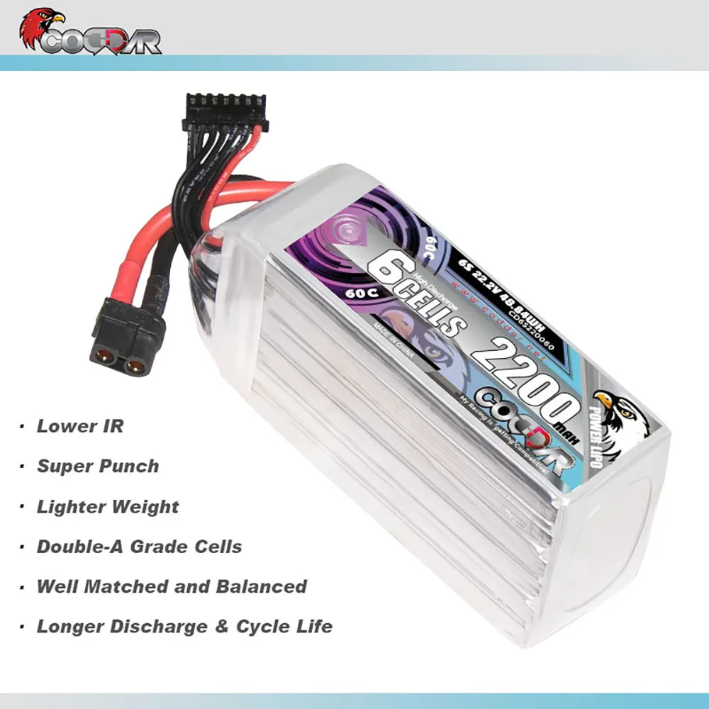 CODDAR 6S 22.2V 2200MAH 60C For RC Airplane Car FPV Helicopter Drone Quadcopter RC Boat Truck Tank Drone Battery 4