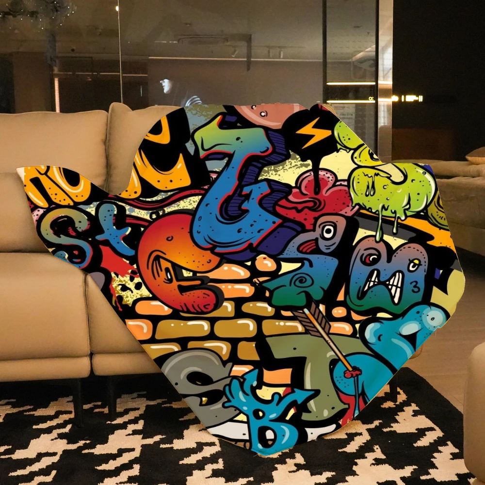 Graffiti Blanket Customizedt Blanket Cozy Warm Fleece Blanket Halloween Decoration For Couch Sofa Bed 6