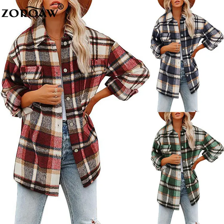 

Women Autumn Long Sleeve Blouse Shirts Vintage Loose Female Plaid Printing Blouse Shirts Casual Street Lady Korean Oversized Top