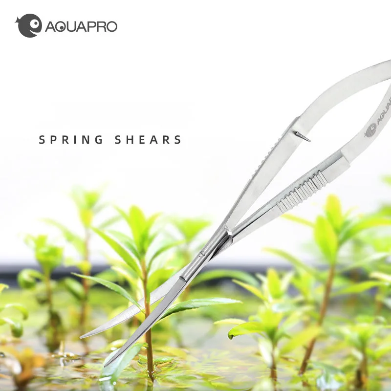 

Aquapro 16cm Aquarium Anti-slip Spring Scissors Stainless Steel Fish Tank Plants Scissors Water Grass Cleaning Tools acuario