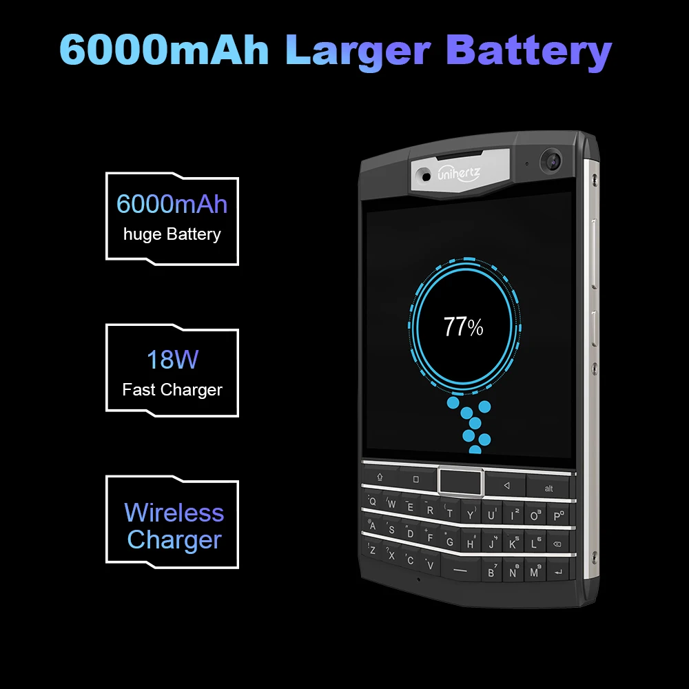 Unihertz Titan Android 10 Rugged Smartphone 6GB 128GB Octa Core Waterproof 6000mAh Battery Wireless Charging 16MP 4.6\