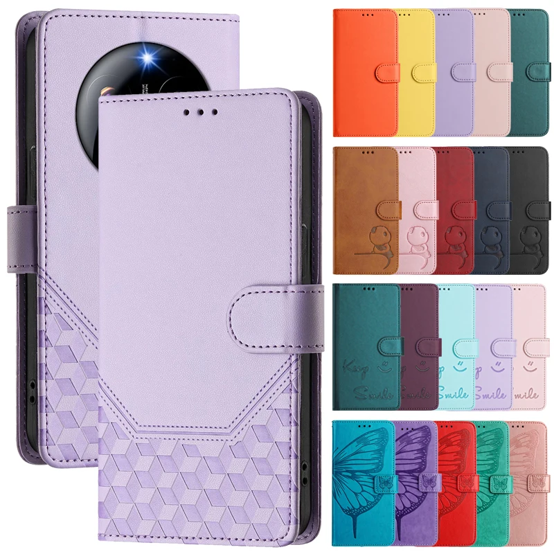 Classic Embossed Leather Flip Wallet Phone Case with Card Slot