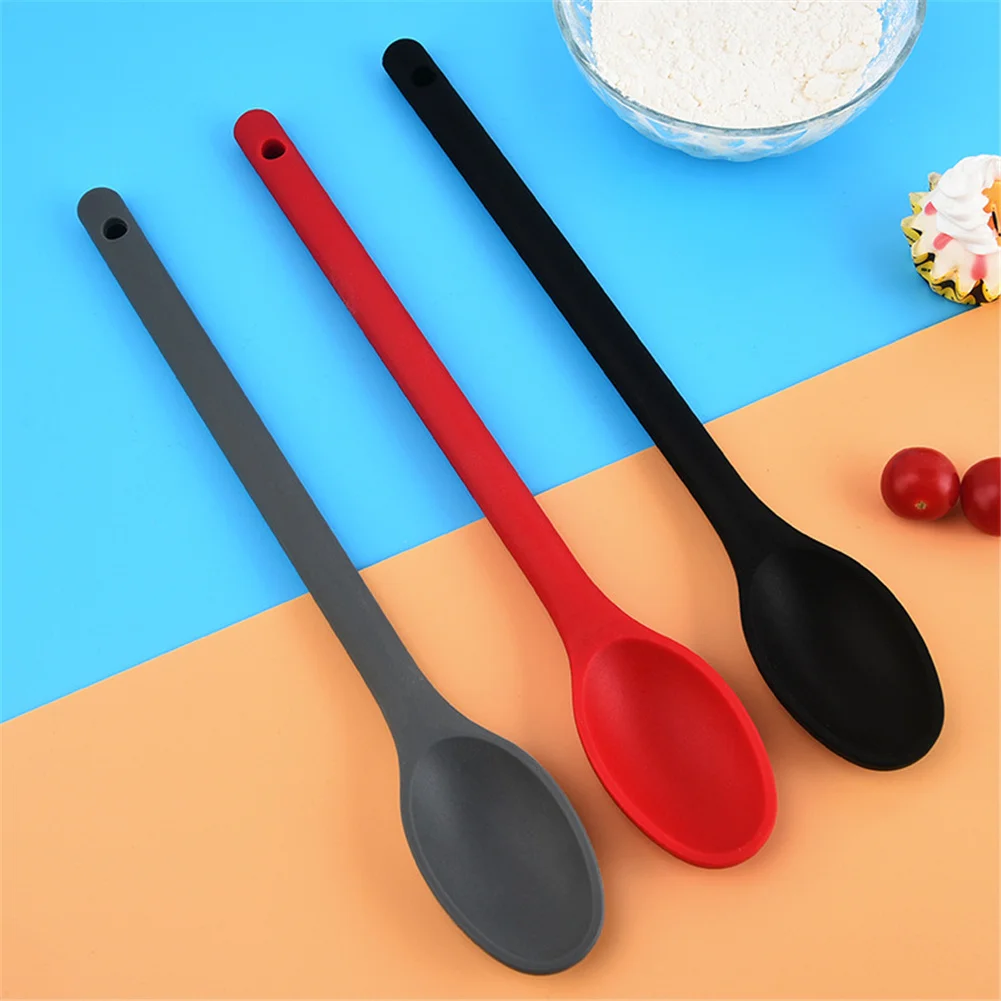 Silicone Spoon Integrated Design Kitchen Cooking Spoon Heat-resistant and Durable for Household Restaurant