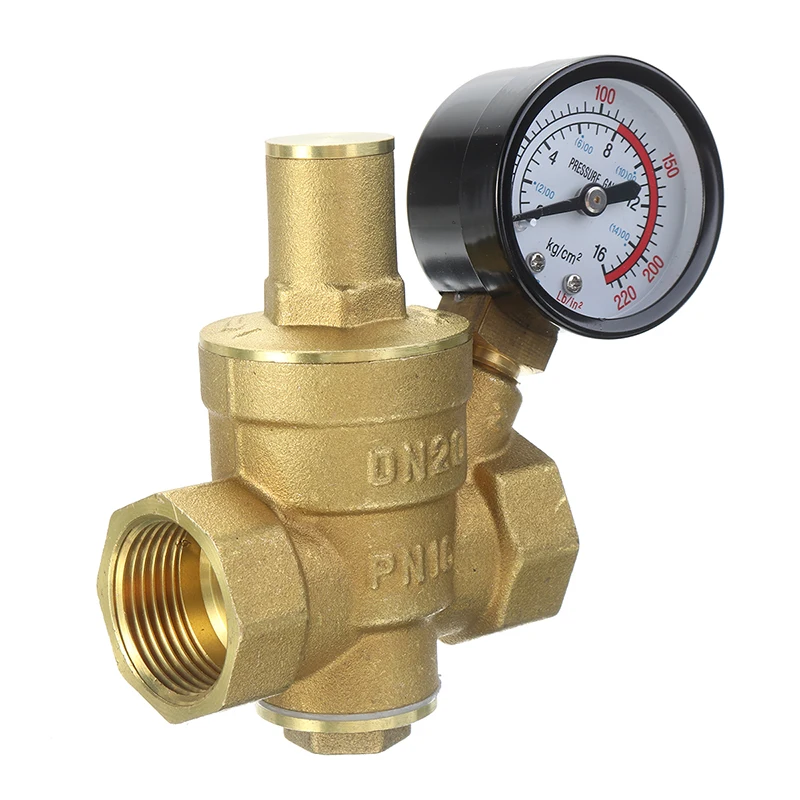 

Adjustable Water Reducing Valve With Gauge DN20 3/4 inch Brass Household Water Pressure Reducing Regulator Release Valves