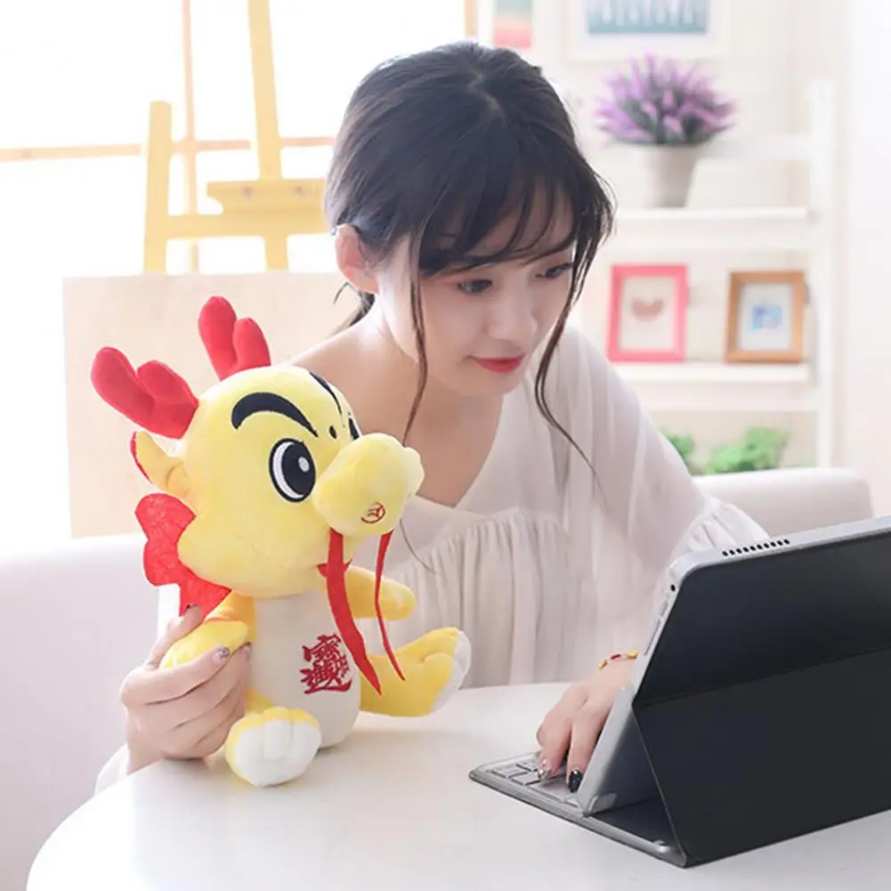 Vibrant Detailed Dragon Stuffed Vibrant Dragon Plush Toy Soft Cotton Fill Adorable Comfortable Fortune Dragon Doll for Children 30pcs paper red packets adorable dragon pattern red envelopes zodiac pattern dragon envelopes hongbao