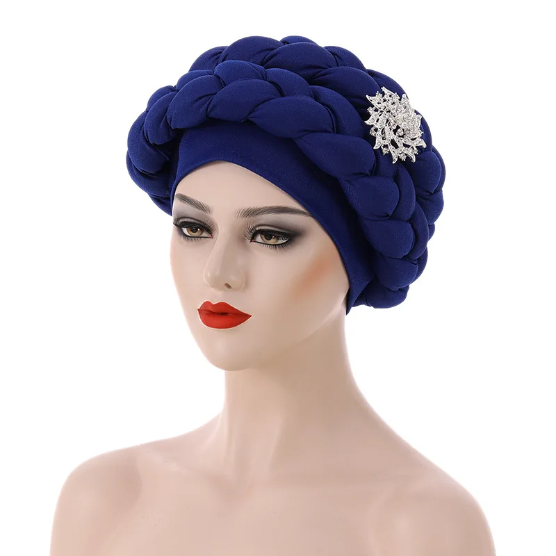 African Turban Cap for Women Headwear for Wedding Party Female Head Wraps Bonnet Headband Hat New Fashion
﻿ 3