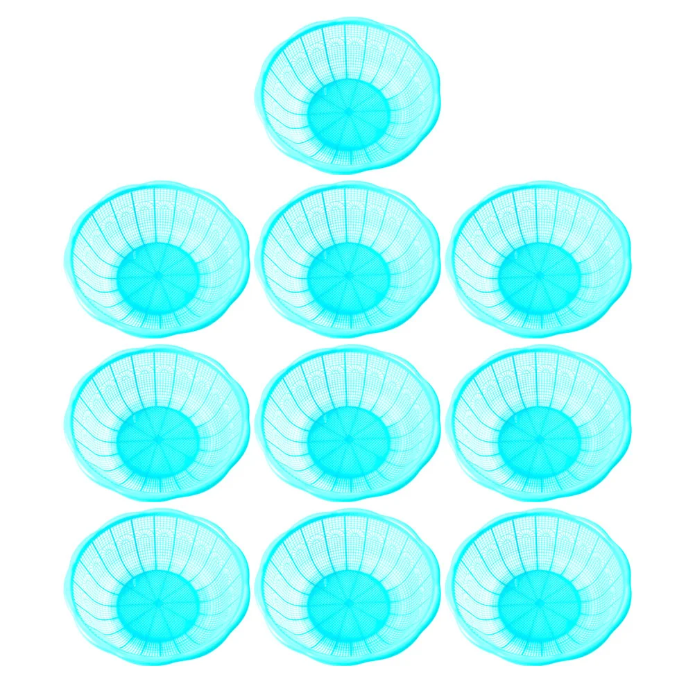 

10 Pcs Plastic Rice Bowl Sieve Home Drain Basket Kitchen Draining Fruit Washing Multipurpose Mesh