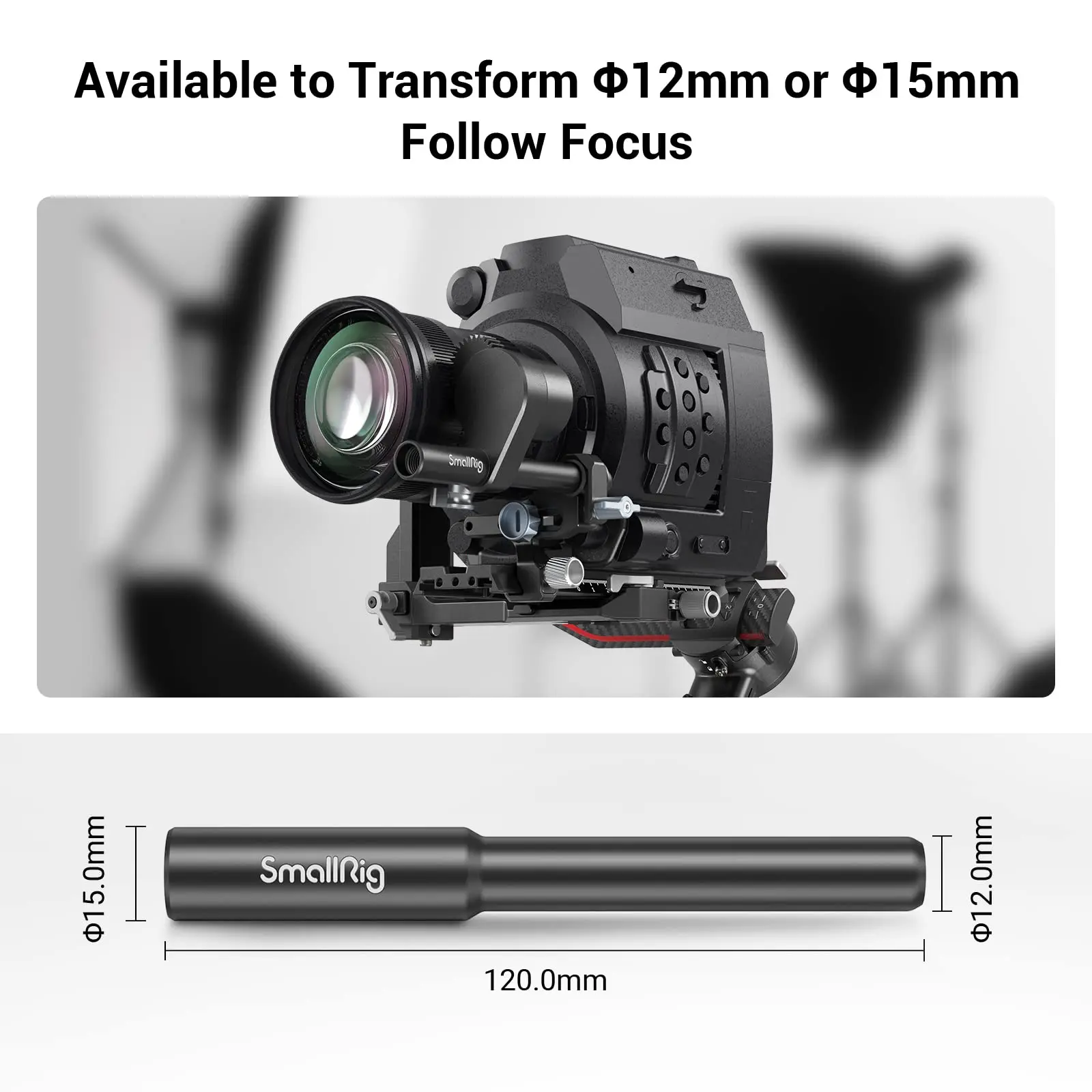 DSLR Camera Rail Rod 12mm to 15mm Rod Clamp Adapter Black Aluminum Alloy Rod for