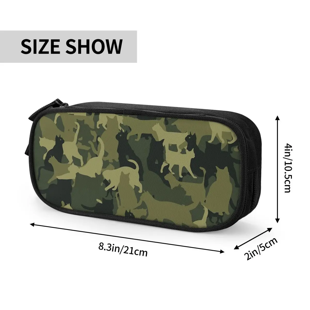Cat Army Camouflage Pencil Cases Pencil Pouch Pen Box for Girl Boy Big Capacity Bags School Supplies Cosmetic Stationery