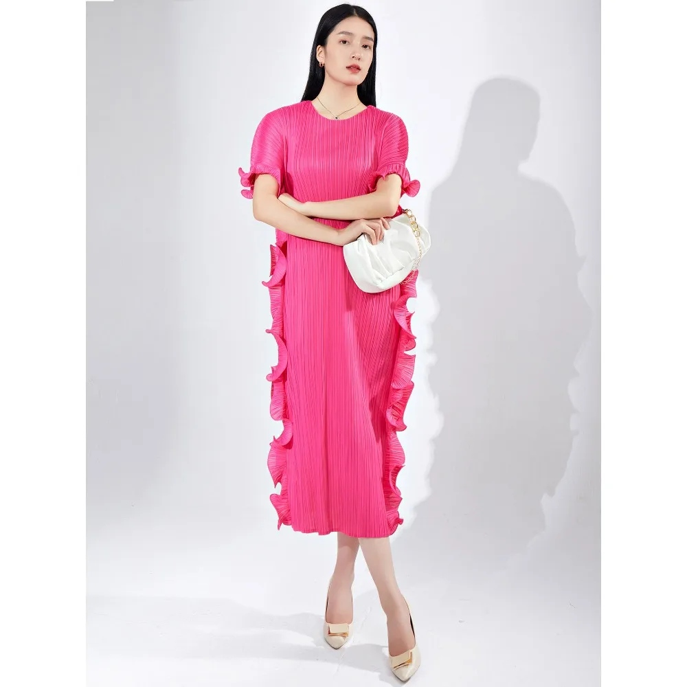 

Женское Плиссированное кружевное платье миаке, Новое Элегантное темпераментное тонкое длинное платье с юбкой, женская одежда, удобное эластичное платье
