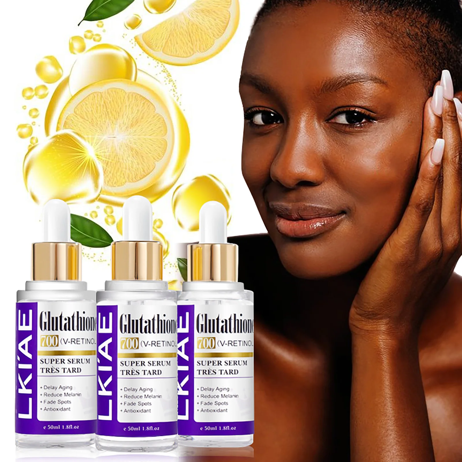 LKIAE Glutathione Whitening Face Serum, Remove Melanin, Dark Spots, Chloasma, With Retinol, Niacinamide, For All Skin Types