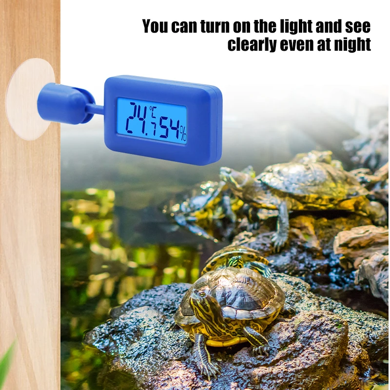 Reptile Thermometer Hygrometer Digital Temperature Humidity Meter Suction Cup for Terrarium Reptile Accessories