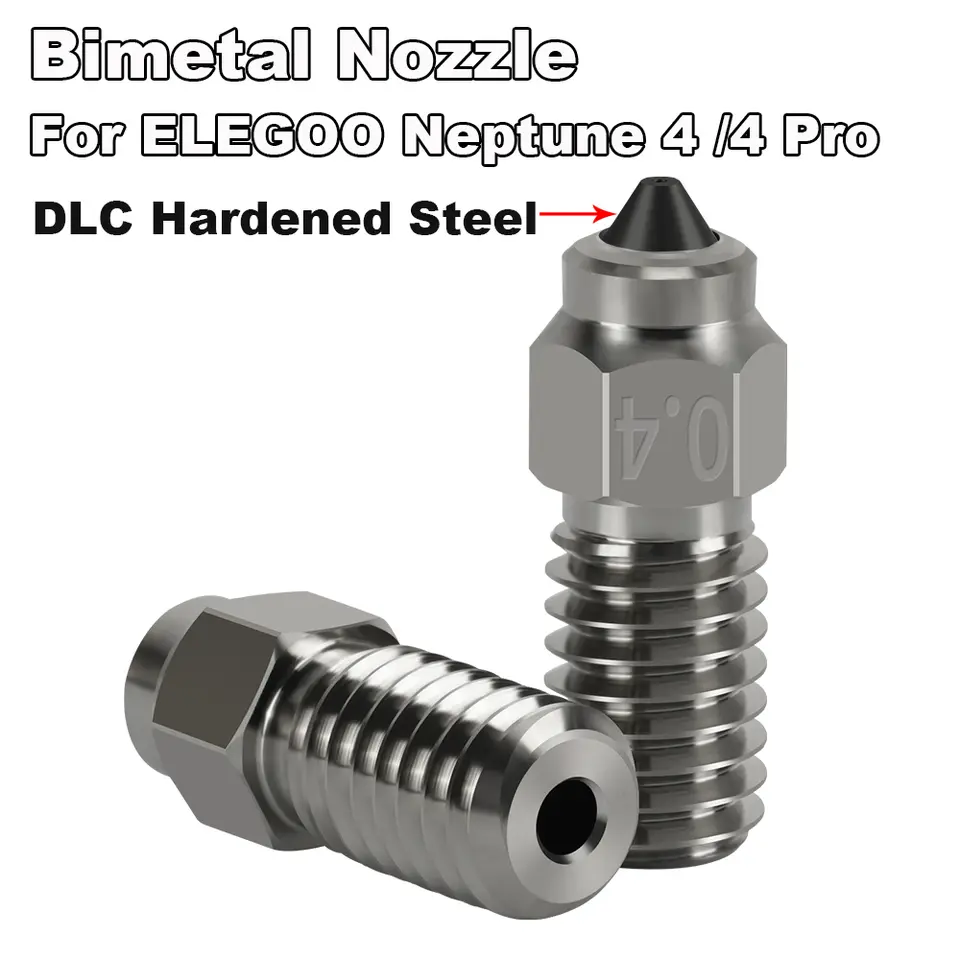 1pc Bimetal Nozzzle For ELEGOO Neptune 4 3D Printer Parts DLC Hardened Steel Bi-metal Nozzles For Neptune 4 Pro Hotend image 1