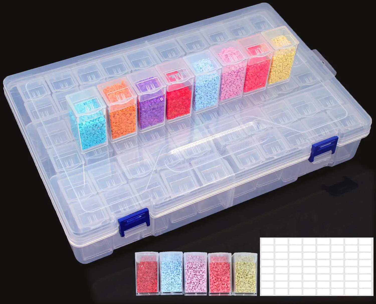 Upgraded Diamond Painting Storage Box, 60 Grids Beads Organizer Drill  Storage Container Case with Label Sticker