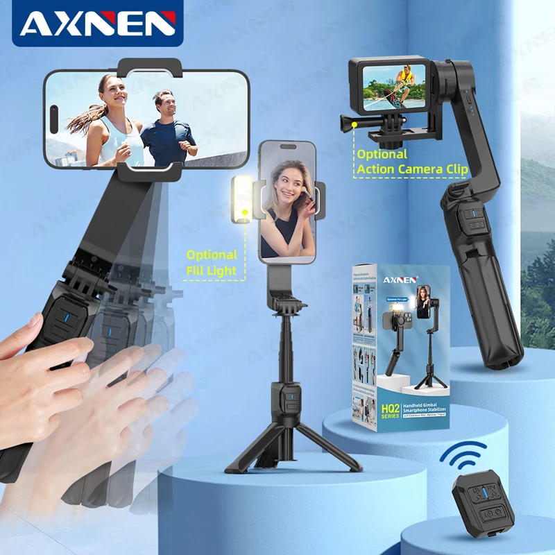 AXNEN HQ2-SE Stabilisateur Smartphone & GoPro 2 Axes avec Lumière