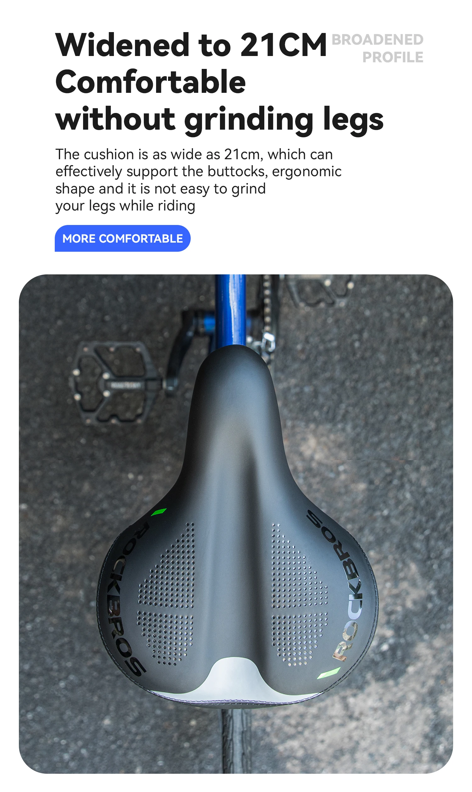 ROCKBROS Fahrradsattel mit Doppelter Stoßdämpfung, Bike-Airbag-Sitzkissen, Verdickter Hochdichter Schaumstoff, Rutschfester Komfortabler Sattel – Detail 7