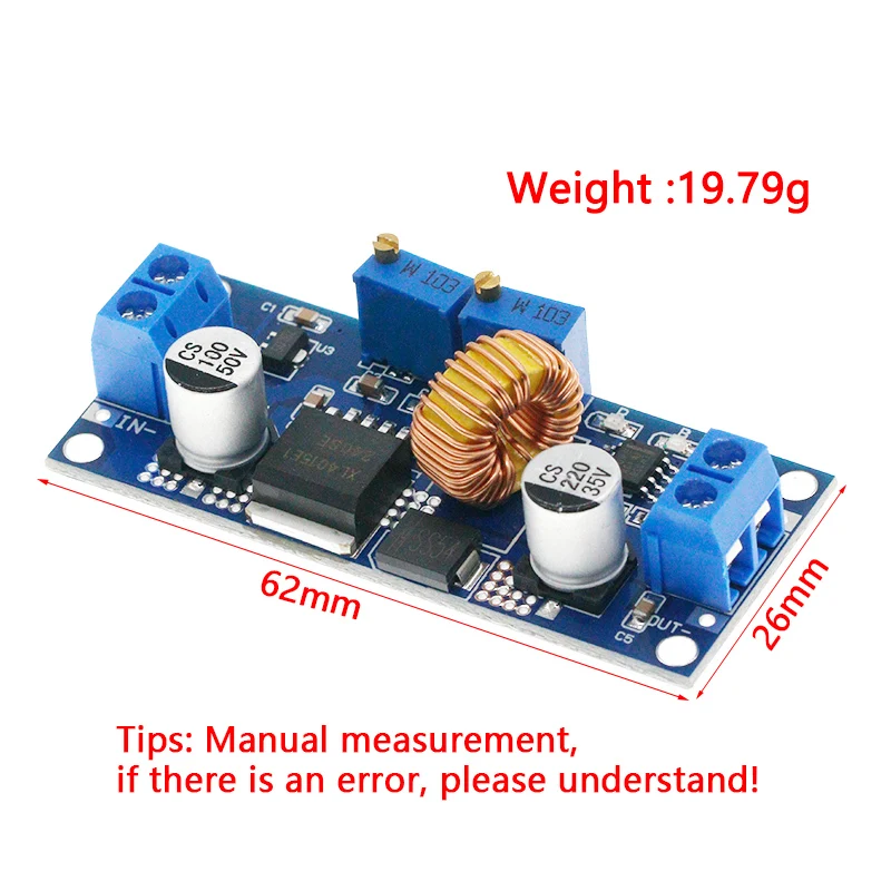 XL4015 DC-DC Buck Converter Module 6 Pack – 5A CC CV Step-Down Board, 5-32V Input, 0.8-30V Output
