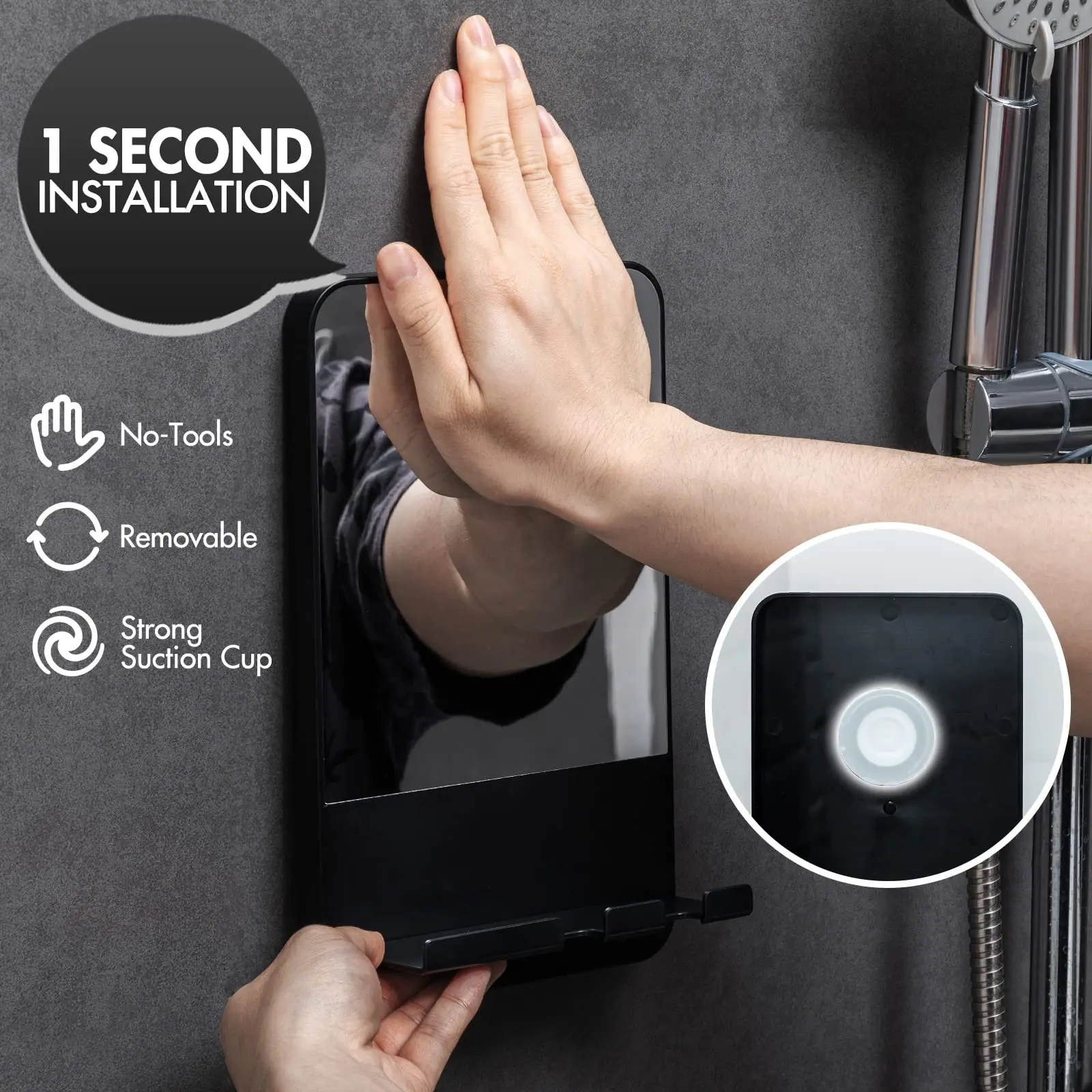 TAILI Shower Mirror Fogless for Shaving with Razor Holder, Fog Free Mirror Shower Suction Rust-Proof Removable Bathroom Mirror 2