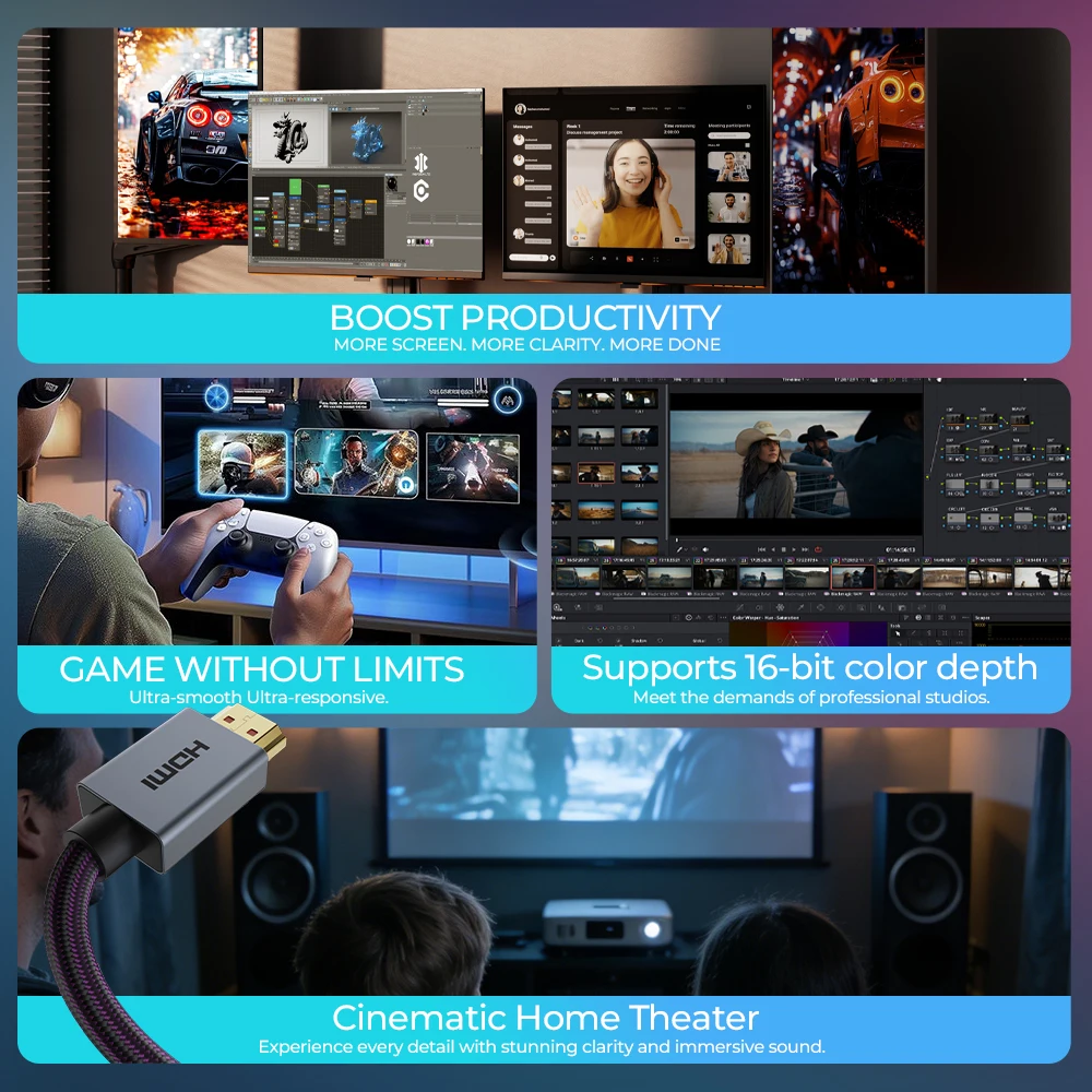 Ultra High-Speed 16K HDMI Cable with Dynamic HDR and eARC Support