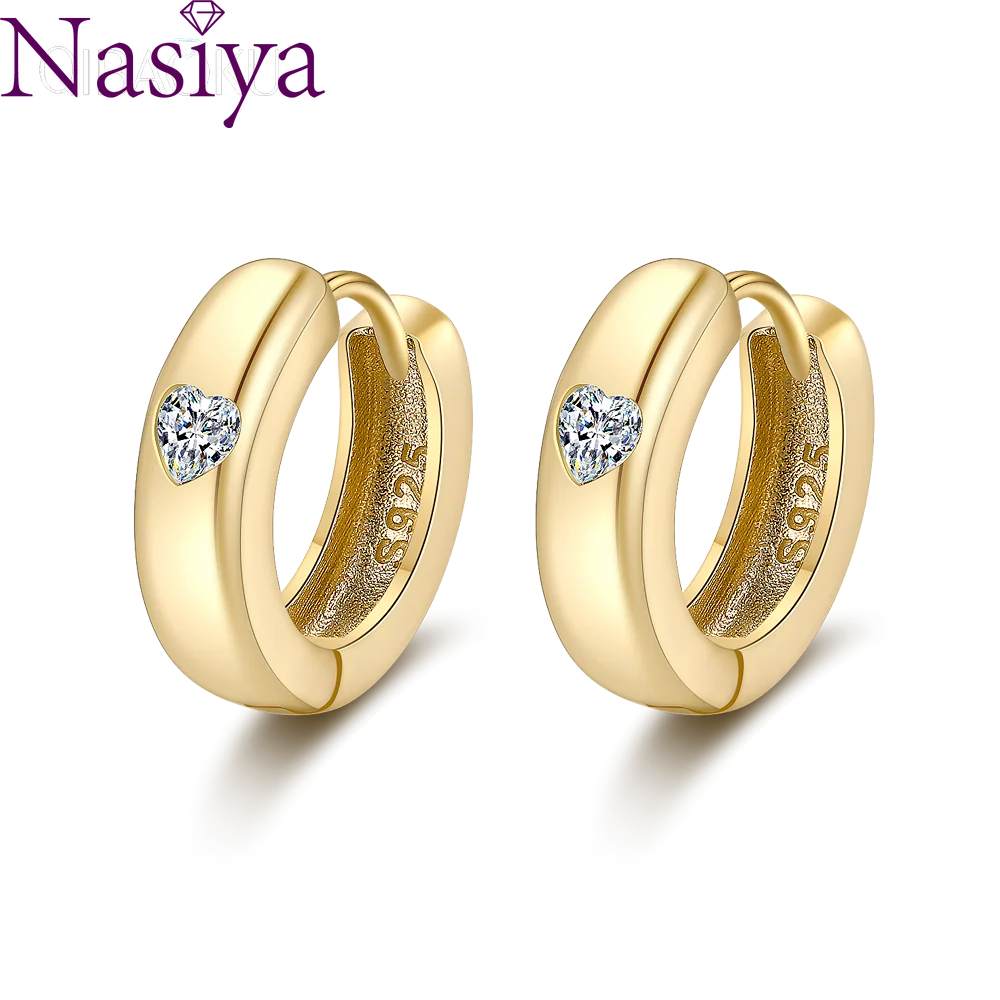 

925 Sterling Silver Hoop Earrings Romantic Purple Love Zircon For Women Girls Fashion Engagement Earing Wedding Party Jewelry