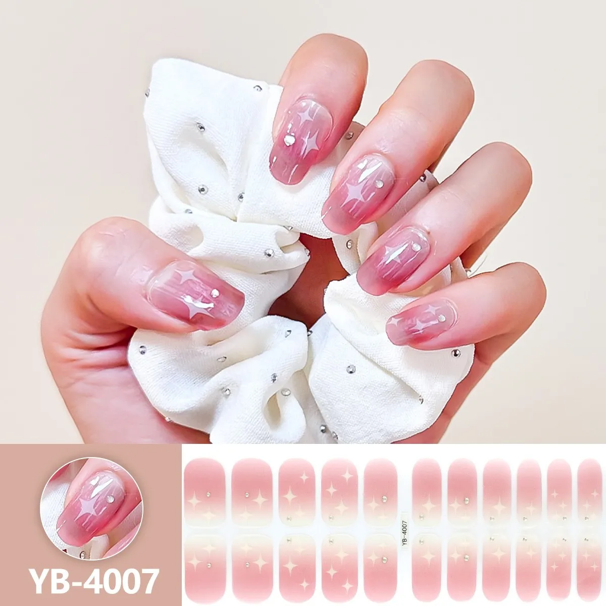 Gel Nail Sticker 22Tips Semi-Cured Gel Nail Sticker Pure Color Nail Polish Wraps Long-Lasting Full Cover Gel Sticker Decor
