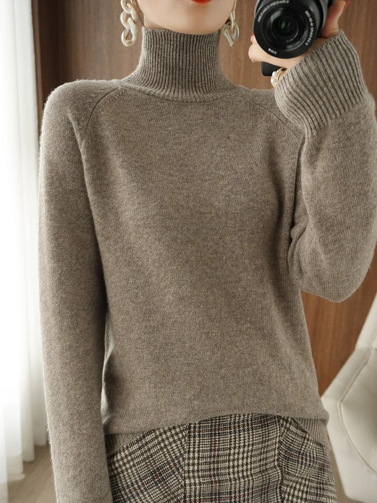 Fashion Basic Autumn Winter Merino Wool Sweater Mock Neck Cashmere Pullover Solid Color Soft Long Sleeve Basic Clothing Tops - Image 5