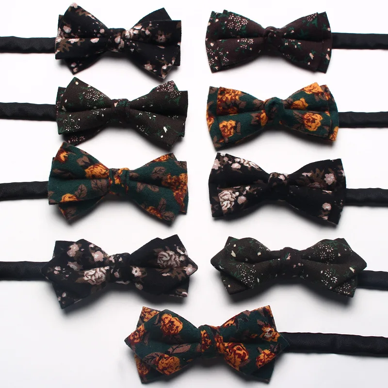 

Double Layered Floral Cotton Dark Series Business Fashion Bow Tie