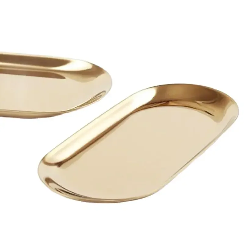Nordic Ins Gold Oval Jewelry Tray Plate European Style Metal Desktop Storage Dish storage tray jewelry storage tray