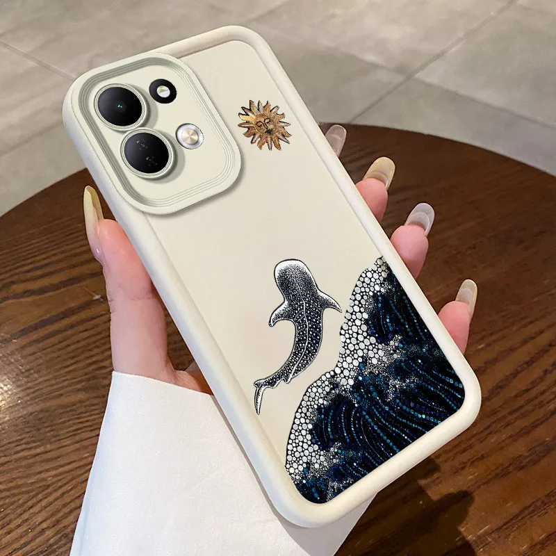 Butterfly and Whale Pattern Soft Silicone Shockproof Phone Case