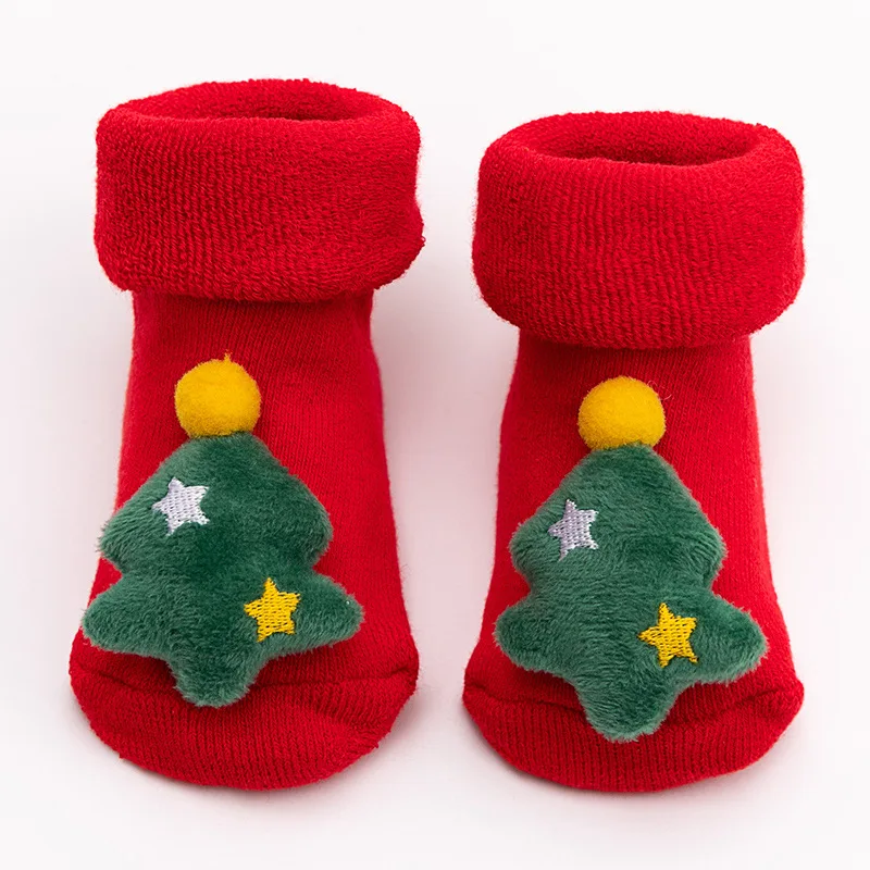 Newborn Toddler Baby Boys Girls Christmas Girls Non-slip Print Cotton Toddler Santa Claus Snowman Decor