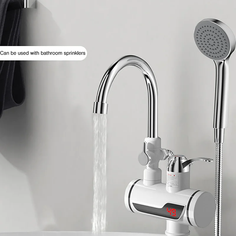 

Electric Hot Water Faucet Hot And Cold Dual Use 360° Rotation Led Temperature Display Instant Heat Electric Heating Faucet EU/US