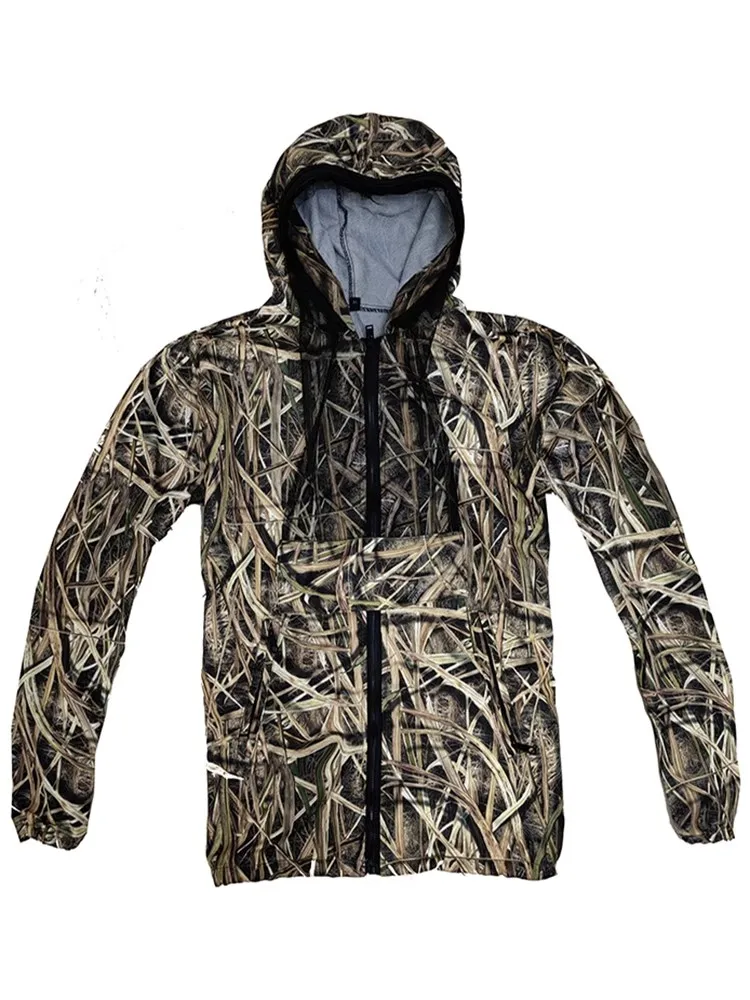 Spring Autumn Reed Camo Hunting Suit Breathable Anti-Mosquito Fishing Suit Outdoor Wearable Scratch-Resistant Jungle Clothes