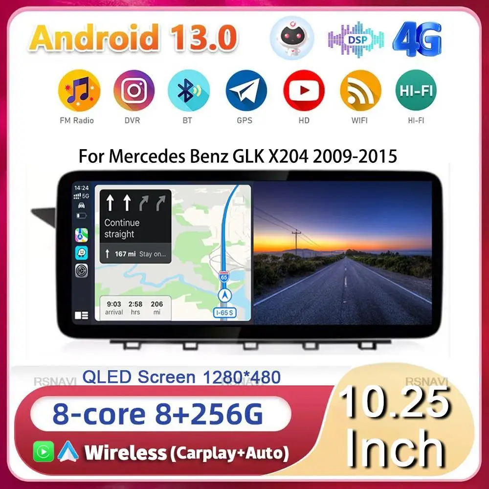 

10.25" Android13 Car Radio Multimedia Player For Mercedes Benz GLK X204 2009 2010 2011 2012 2013 2014 2015 Stereo Carplay DSP 4G