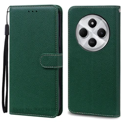 Luxurious Soft Silicone PU Leather Wallet Flip Case with Stand and Book Cover Design for Redmi 14C 4G (Dark Green)