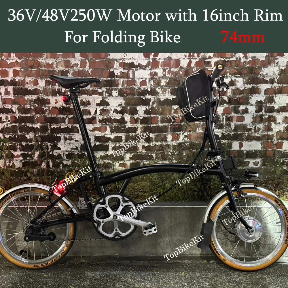 7441R 74mm 접이식 자전거 파워 모터 TBK-74AD 36V 250W 전륜 브러시리스 허브 모터 74mm 28홀 +16인치 349 휠 림에 적합