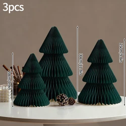 Festive Paper Honeycomb Ball Christmas Tree 3D Ornament for Home and Wedding Decor (3pcs Green)