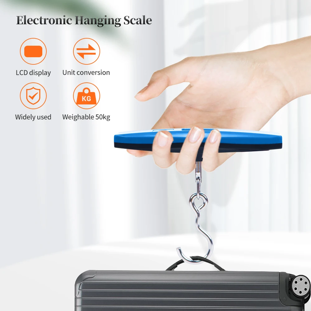 

Portable Scale Digital LCD Display 110lb/50kg Electronic Baggage Bag Weighs Luggage Hanging Suitcase Travel Weight Balance