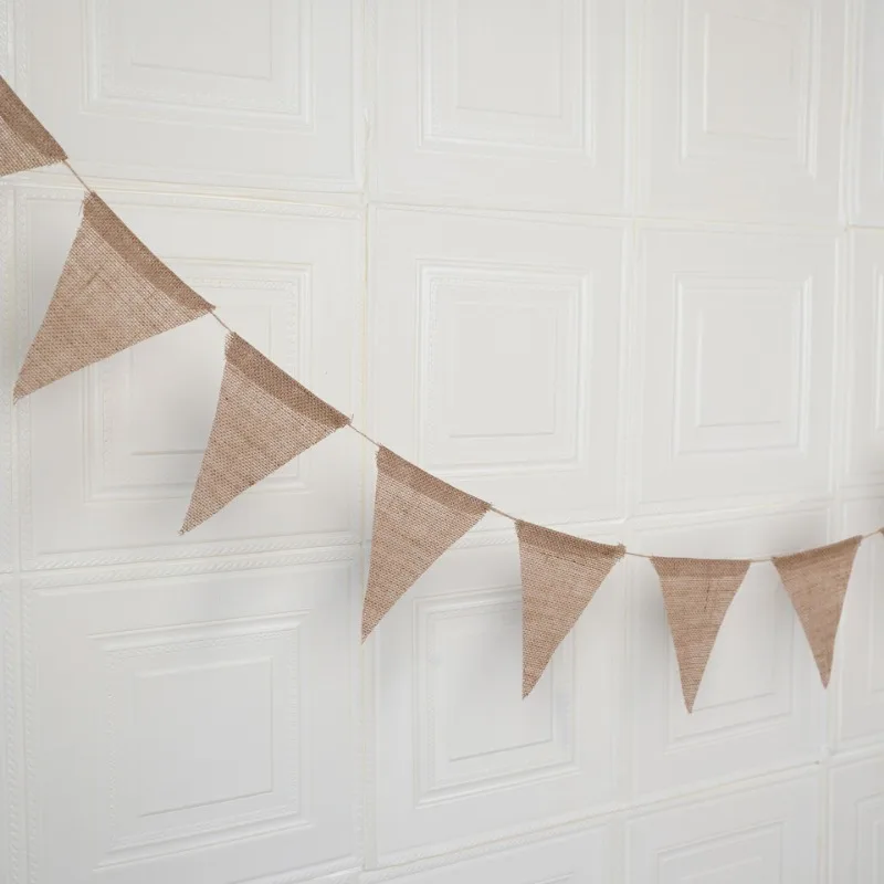 Birthday Linen Banner Multicolor Triangles Flags Hanging Pennant Decor Birthday Party Favor birthday banner party decorations