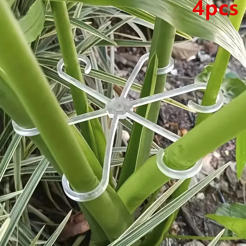 4pcs Climbing Houseplant Stem Supports, Plastic Plant Climbers Stem Holders Reusable Flower Plant Stakes Trellis Stem Hook Growt