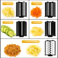 Trancheuse à légumes électrique 500W, coupe-légumes de cuisine, trancheuse à carottes, trancheuse à pommes de terre, trancheuse à concombres, hachoir alimentaire multifonction 5 en 1 avec lame 5
