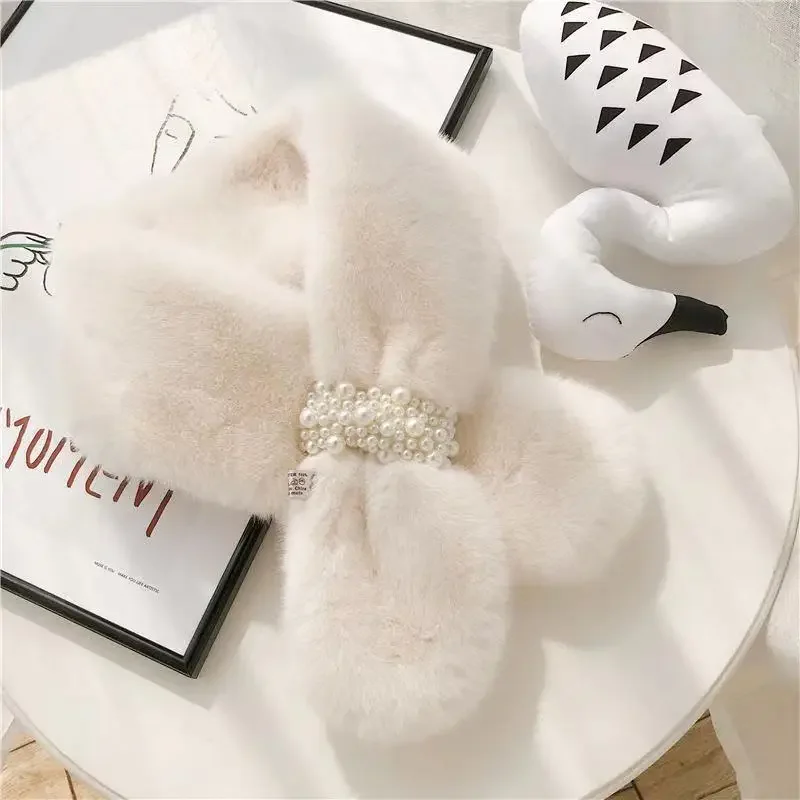 المرأة الشتاء فو الأرنب الفراء وشاح دافئ لينة الرق...