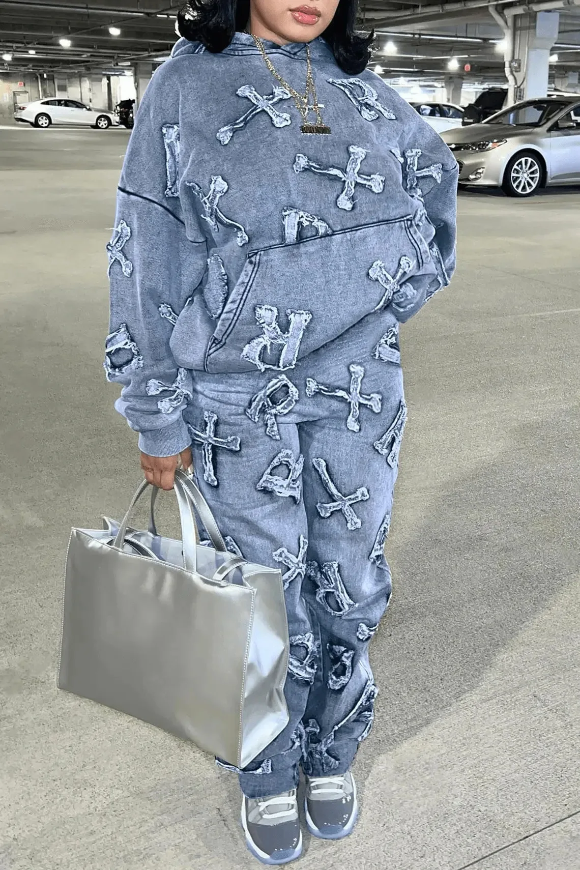 Autumn New Print Pocket Long-sleeved Sweater 2-piece Set
