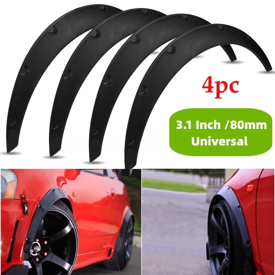 

4Pcs 3.1"/80mm Universal Flexible Car Fender Flares Extra Wide Body Wheel Arches