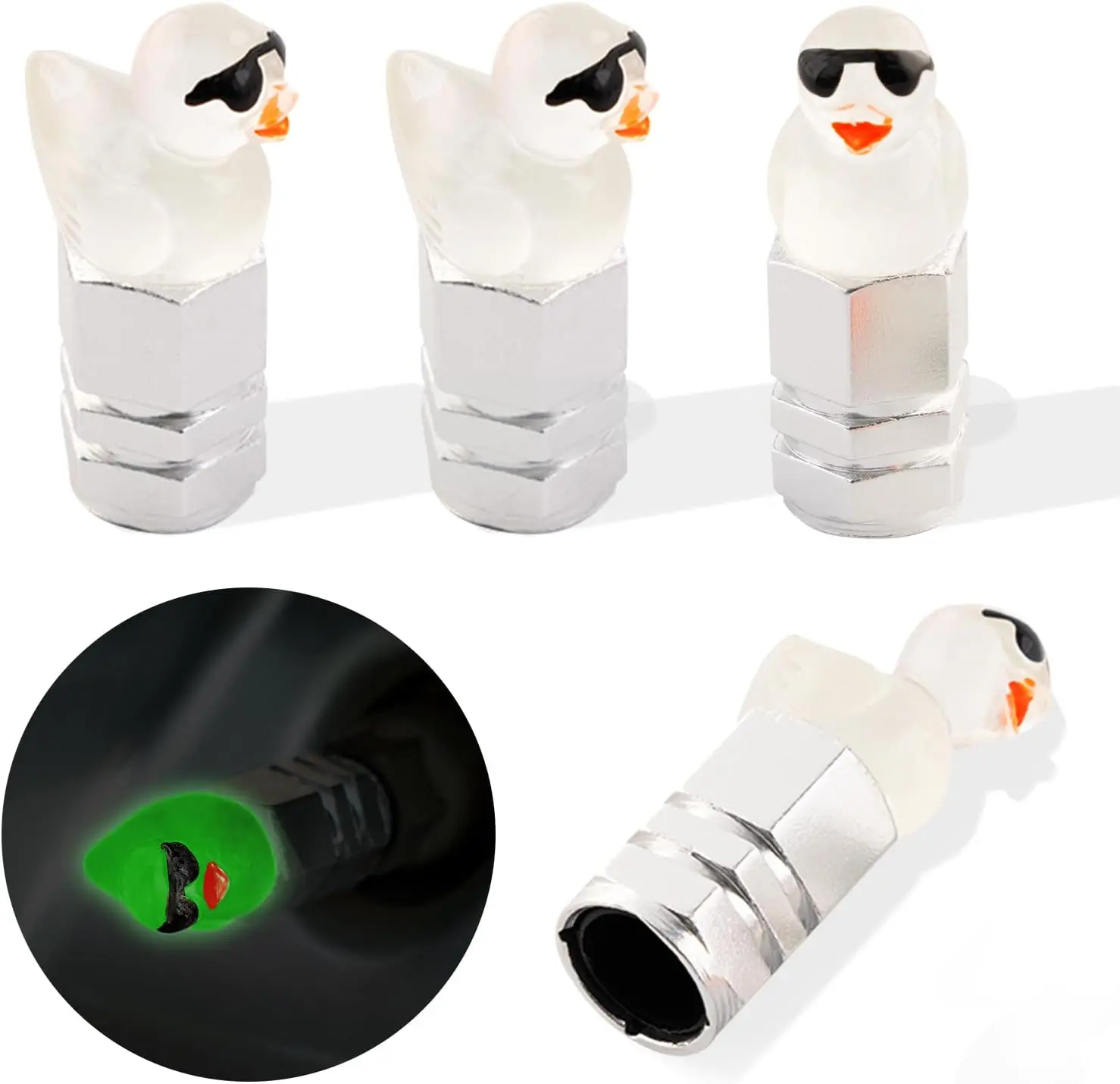 Rislobx 4 Tapas De Válvula De Neumático De Pato, Divertidas 