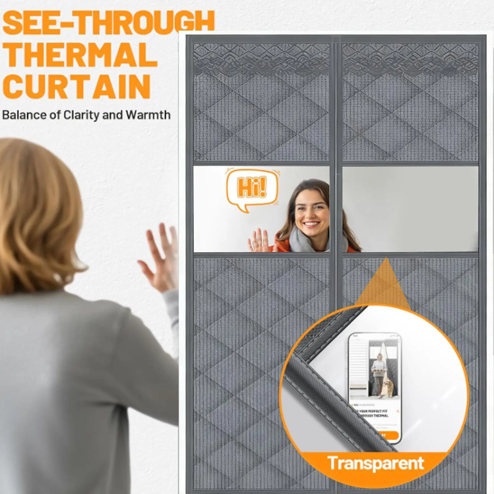 Door Insulation Cover Magnetic Thicken Barrier With Clear Window Weatherproof Temperature Protection Door Cover For Winter Home