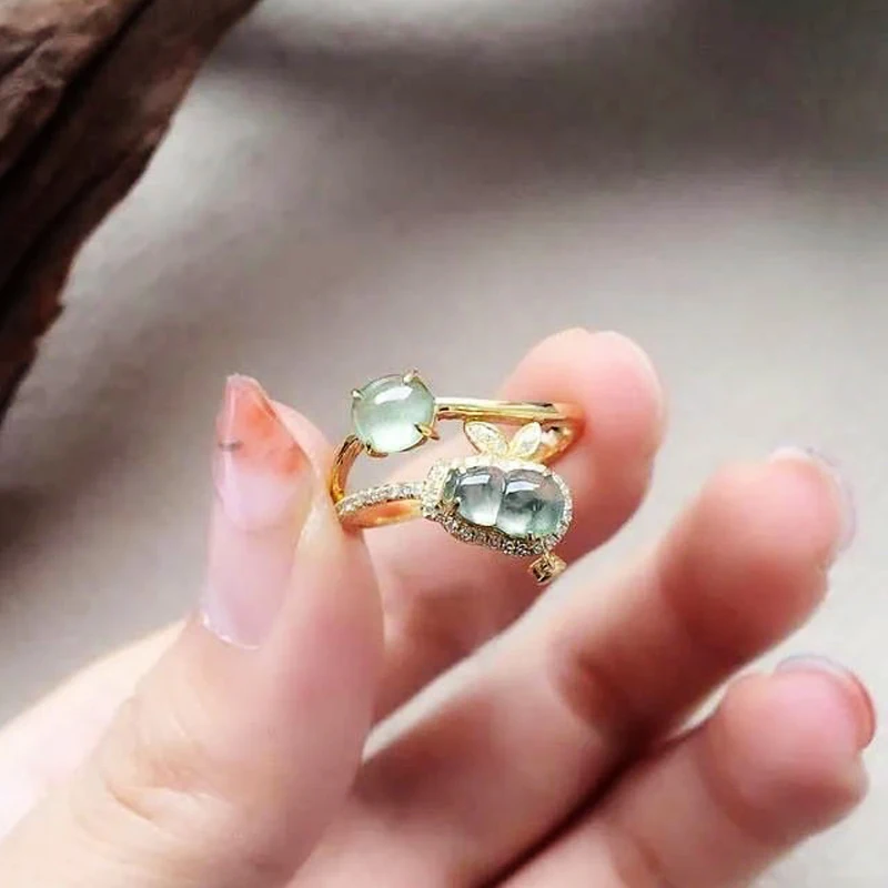 

The new S925 silver jade gourd ring can be adjusted for women.