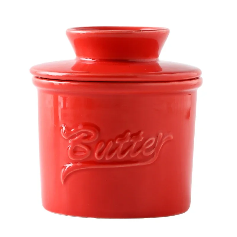 Multi Color Butter Crock with Lid Modern Round Ceramic Butter Holding Plates Keeper Cheese Storage Container Butter Storage Box
